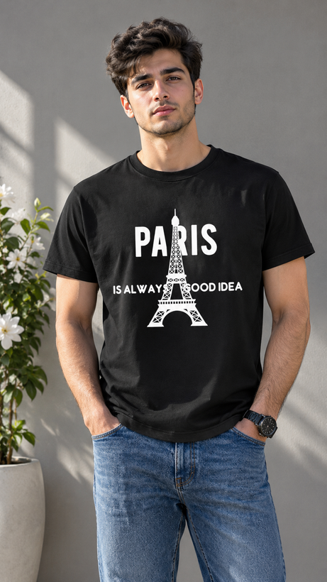 تیشرت یونیسکس طرح برج ایفل جنس نخ پنبه ۱۰۰ درصد